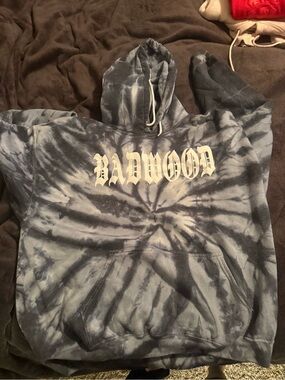 BADWOOD Tie-Dye Blue Youth Hoodie with Front Pocket